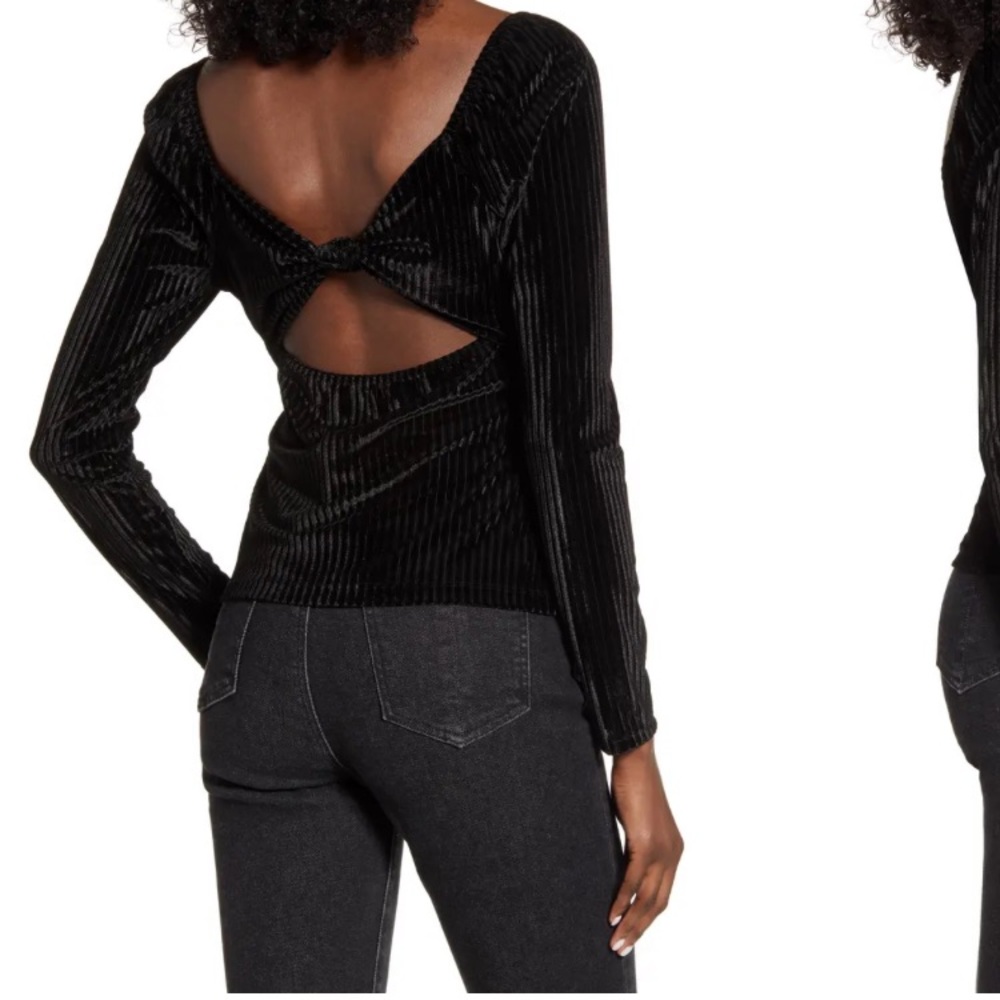 NWT All in Favor Long Sleeve Velvet Ribbed Cutout